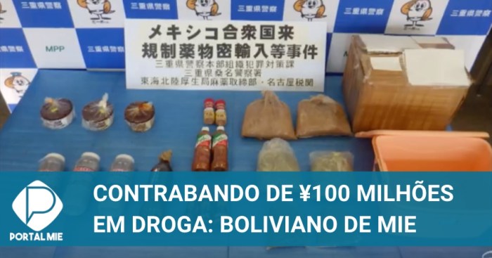 Boliviano de Mie es acusado de intento de contrabando de 100 millones de yenes en droga